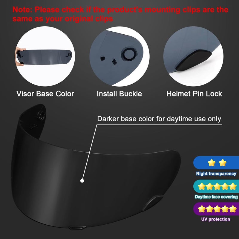 psler Qualifier Visor- Qualifier DLX Helmet Visor Motorcycle Face Shield Accessories Replacement for Bell Qualifier/Star/Vortex/RS-1/Revolver,Black - Image 3